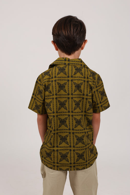 Keiki Boys Aloha Shirt | Heirloom Black & Seaweed