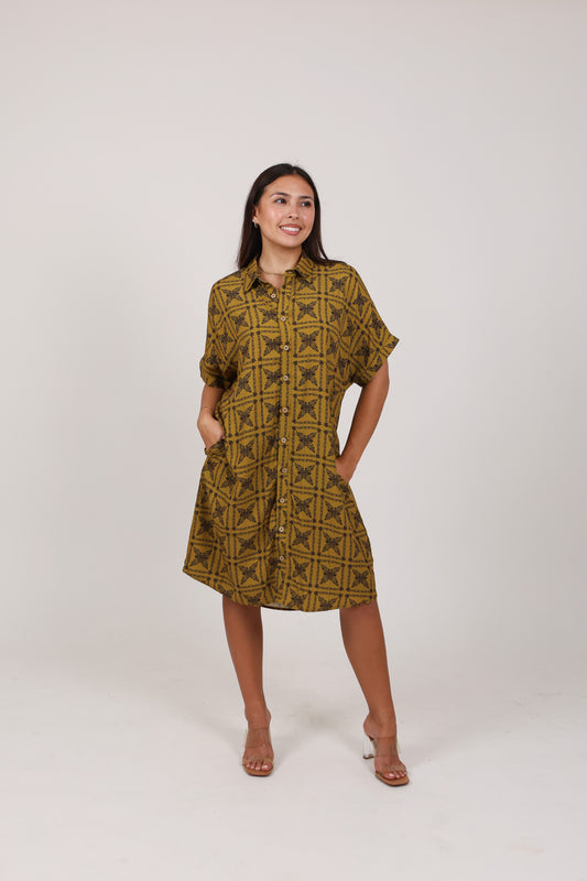 Aloha Button Down Dress | Heirloom Black & Seaweed