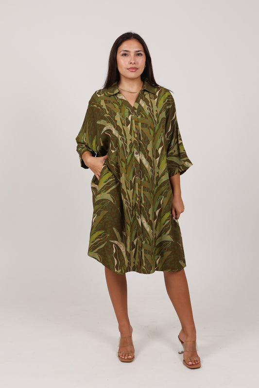 Aloha Button Down Dress | Heliconia Tribal Forest