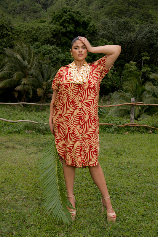 Kira Dress | Lauhala Foliage Red