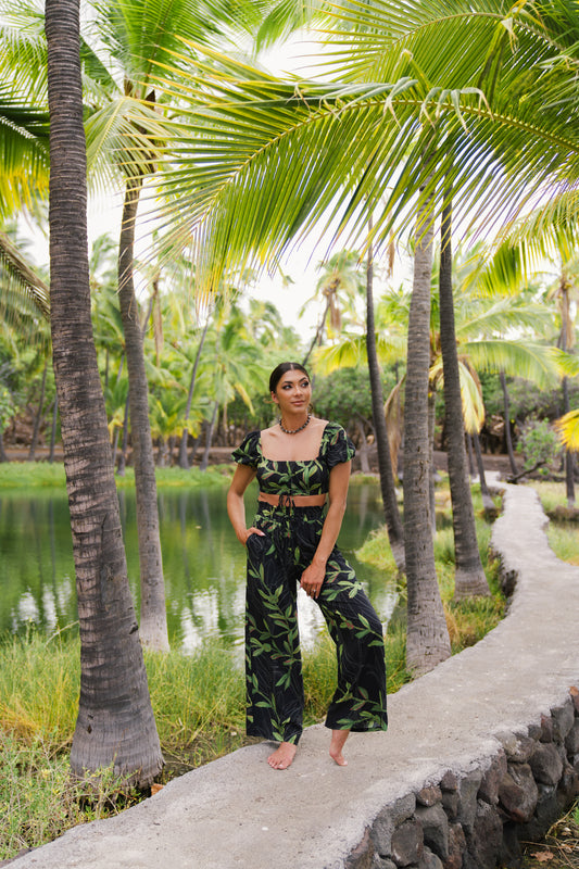 Lola Two-Piece Set | Hilo Ti Leaf Black (Kala Mai)