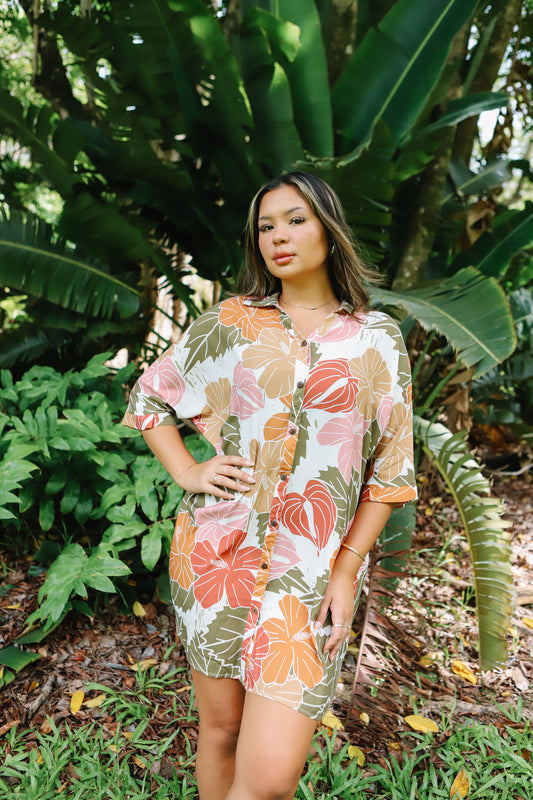 Aloha Button Down Dress Linen | Island Vintage Tropical LexBreezy Hawaii Aloha Button Down Dress Linen | Island Vintage Tropical LexBreezy Hawaii