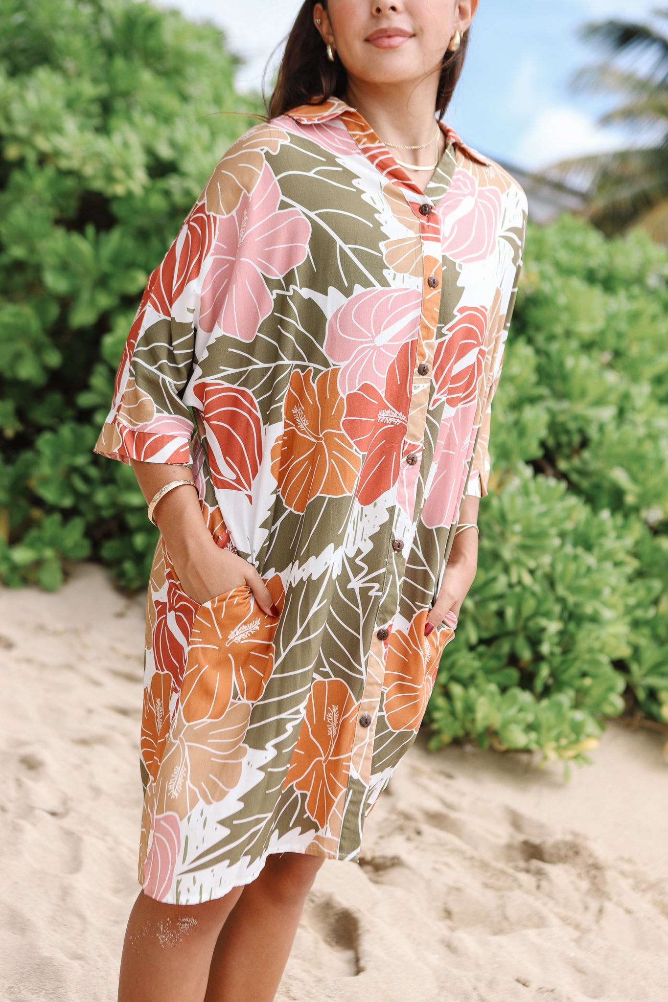 Aloha Button Down Dress Linen | Island Vintage Tropical