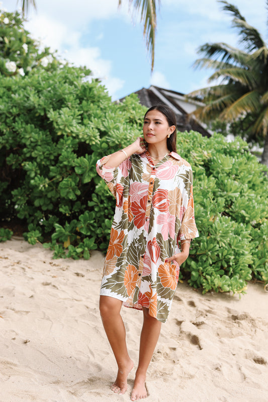 Aloha Button Down Dress Linen | Island Vintage Tropical LexBreezy Hawaii Aloha Button Down Dress Linen | Island Vintage Tropical LexBreezy Hawaii