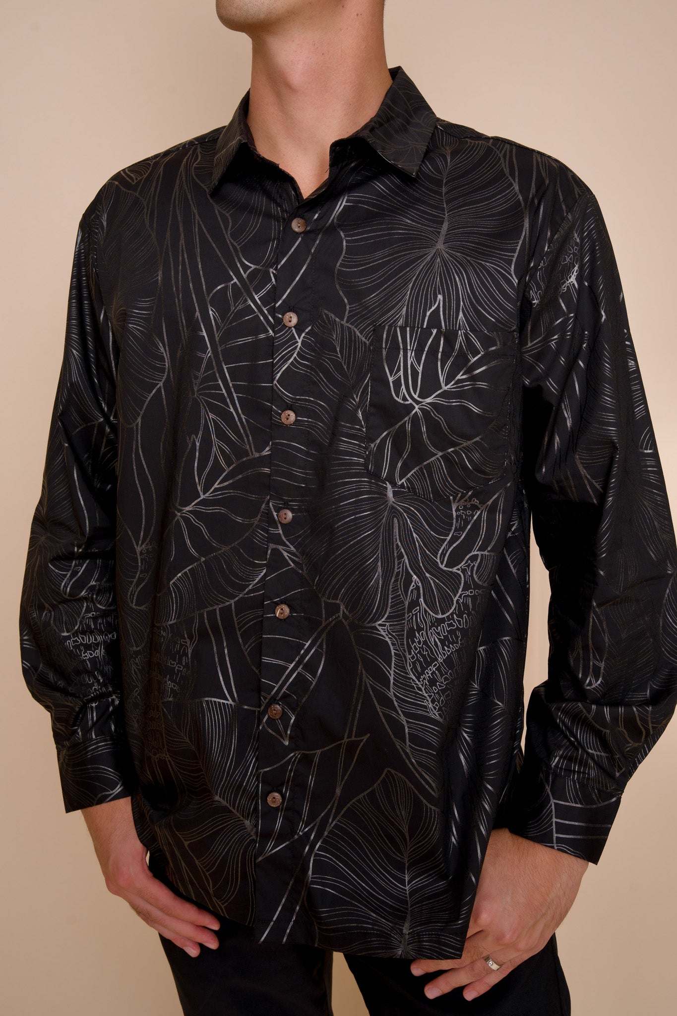 Men's Long Sleeve Shirt in Mandala Monstera | Lexbreezy