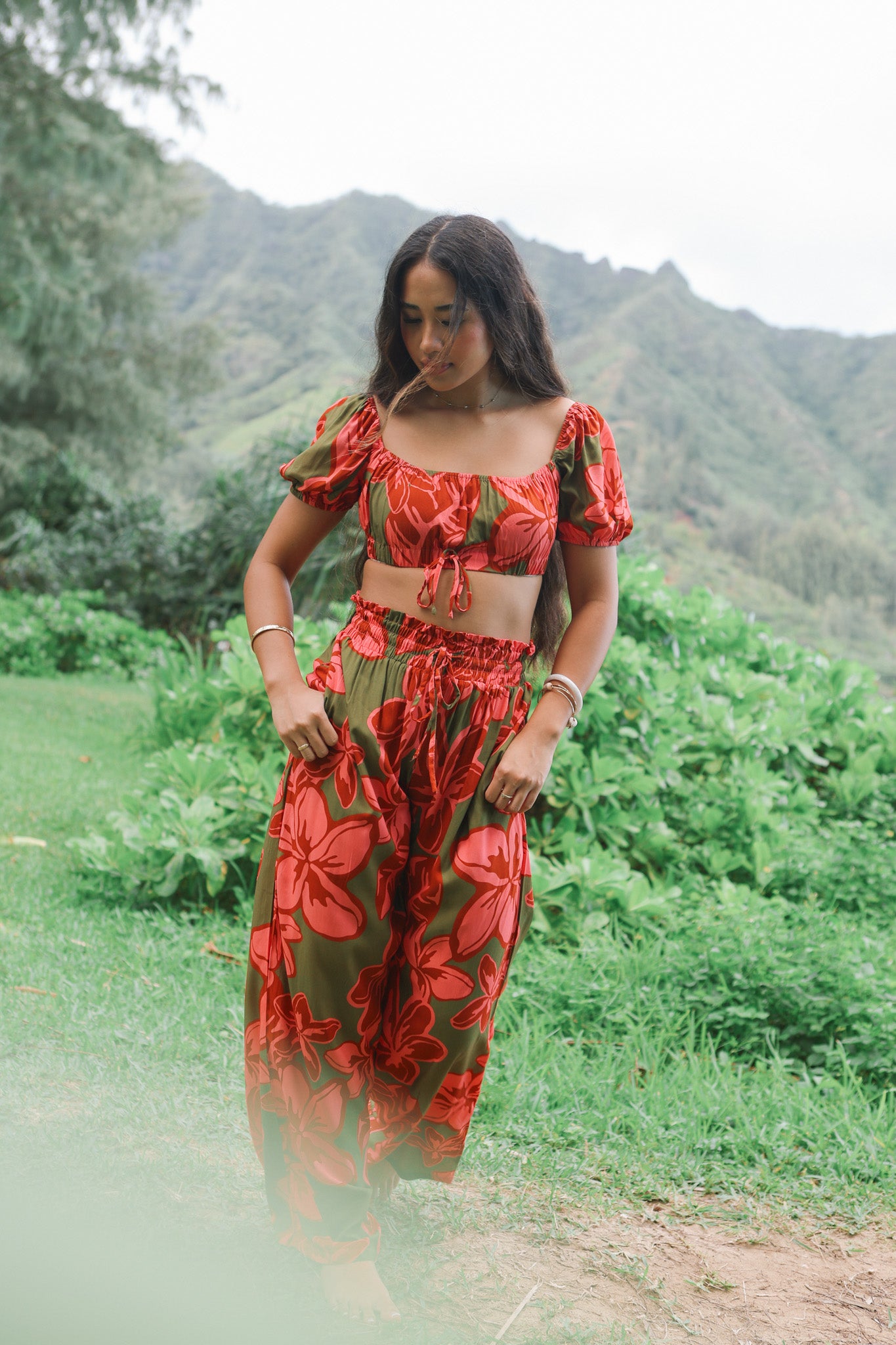 人気新品入荷 Lola Two Piece Set | Pua Melia Berry Pink – LexBreezy Hawaii トップス