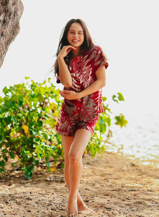 Hawaiian Women's Red Fern Pajamas Set  S, M, L, XL